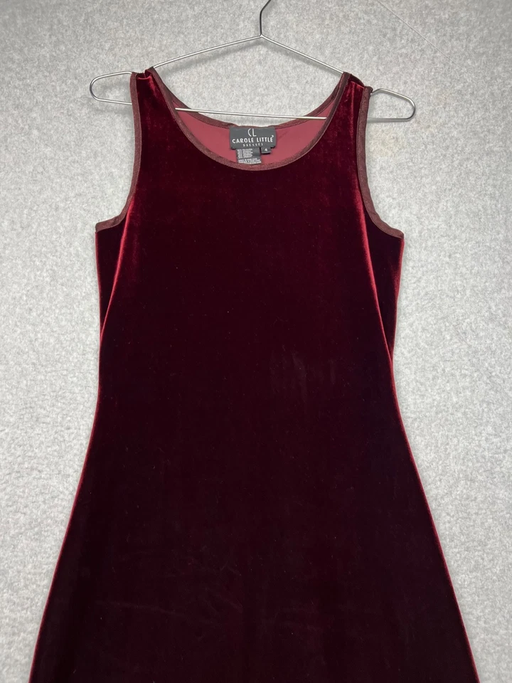 复古 90 年代 Y2K Carole Little Dress 4 Maxi Velvet Fairy Grunge Whimsygoth 红色 — 第 3/4 张图片