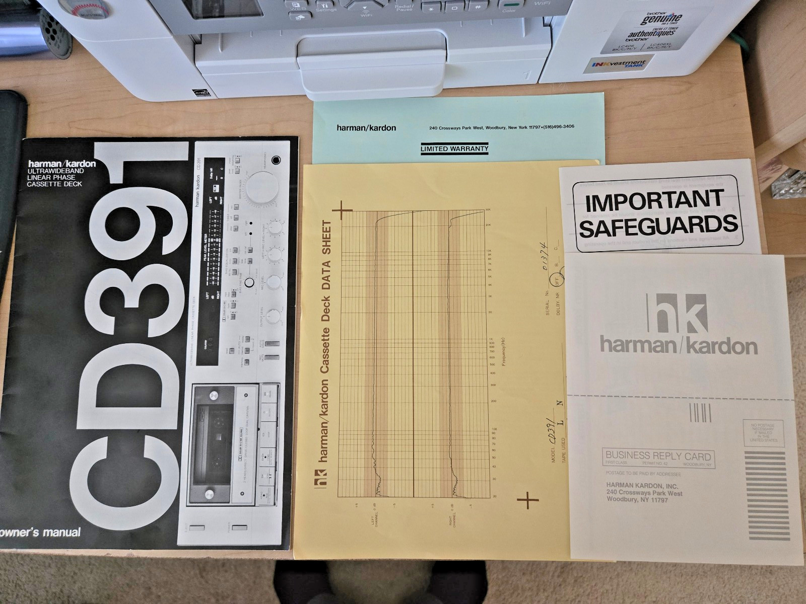 Harman Kardon Owners Manuals for CD391 Cassette Deck & T40 Turntable clean cond.