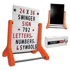 Swinging Changeable Message Sidewalk Sign: 24" x 36" Sign with 792 Pre Orange