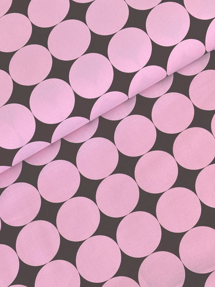 Michael Miller Disco Dots Pink Brown Fabric OOP HTF Polka Dot Cotton Quilt BTY - Image 2 of 4