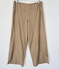 Citron Santa Monica Bamboo Wide Leg Capri Crop Pants Elastic Waist Brown Sz.S