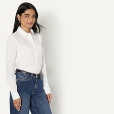 AMAZON ESSENTIALS WOMEN'S STRETCH POPLIN BUTTON-UP DRESS SHIRT - SIZE: -  WHITE