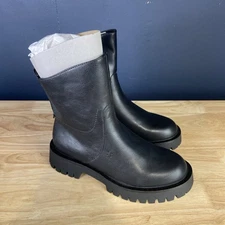 ISOMEI Women Chelsea Ankle Boots Platform Chunky Low Heal Basic Bootie Black 6.5