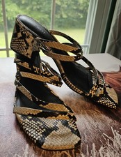 Nine West Mace Womens Strappy Dress Sandals Snake Print Size 10