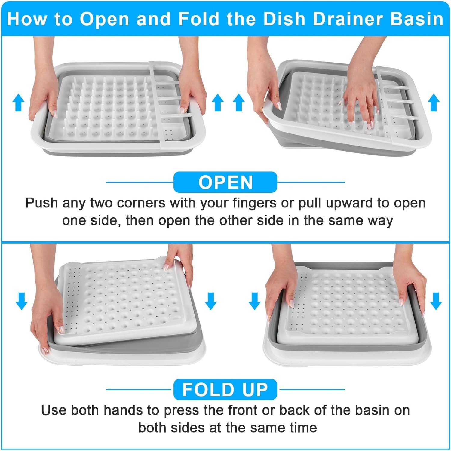 Collapsible Dish Drying Rack Portable Kitchen Counter Drainer 1 Pc