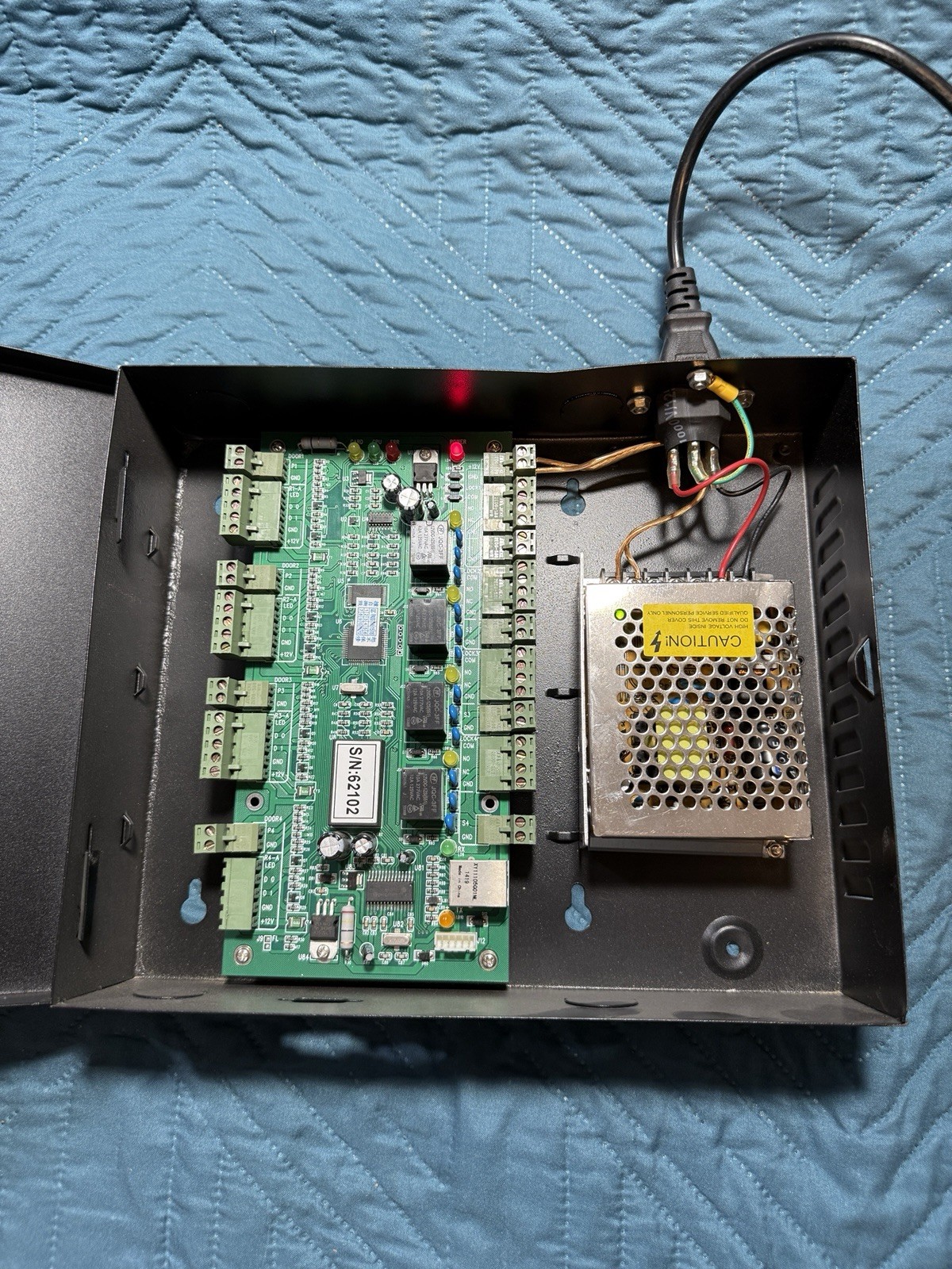 4 Door Access Control Panel Ethernet Controller Power Supply Enclosure Powers On