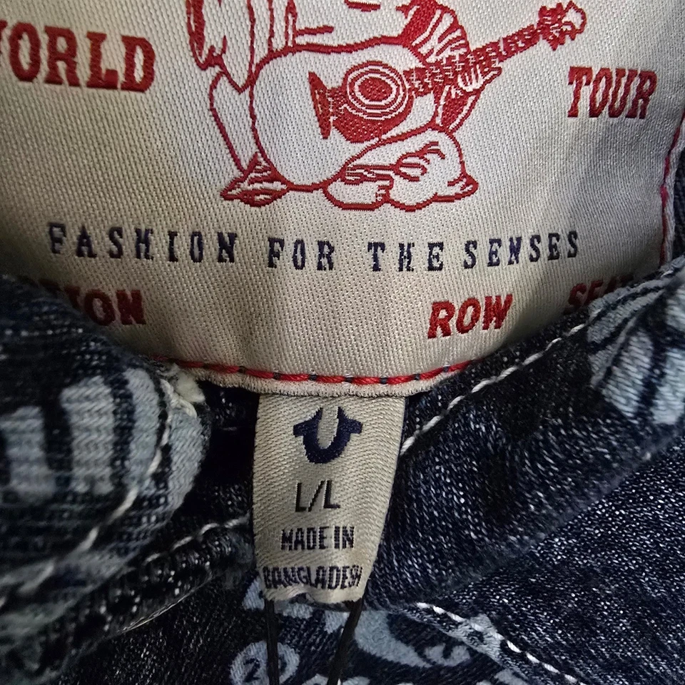 Chaqueta de mezclilla True Religion para hombre L/L con estampado de logotipo medio rústico lavado en granero Foto 4 de 4