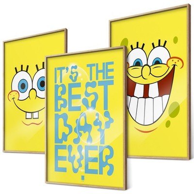 SpongeBob Poster Set 3x A4 It's the Best Day Ever Wanddeko Geschenkidee