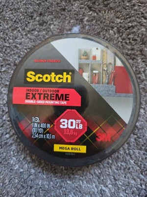 Scotch  414S-LONG Extreme Double-Sided Mounting Tape Mega Roll, 1 In X 400 In