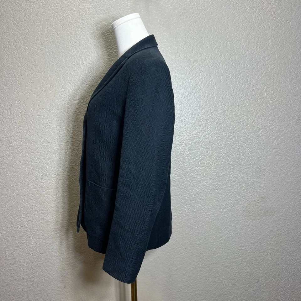 Blazer Anne Klein 2 Trajes Mujer Manga Larga Pico Azul Pequeño Talla 6P Bolsillos Foto 3 de 4