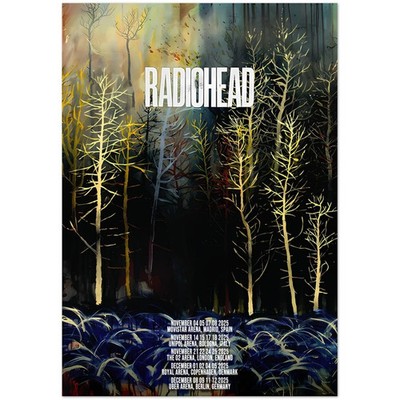 Radiohead 2025 World Tour Madrid Italy London Berlin Concert Poster Unframed