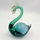 Vintage Strong Murano Attribution Blue Green Sommerso Art Glass Swan Figurine