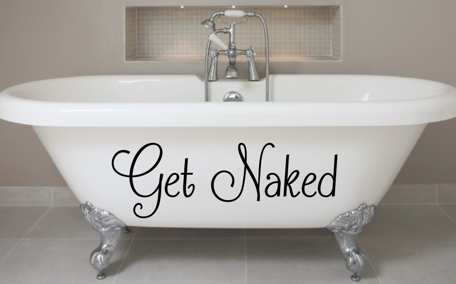 Get Naked --Calcomanía de vinilo baño bañera ducha piscina sauna lanai bañera de hidromasaje diversión nudista