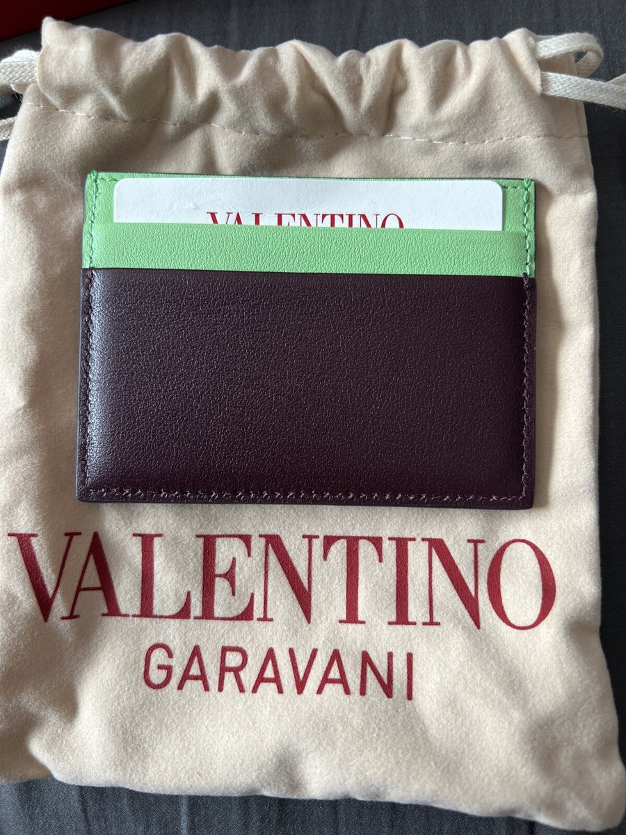 Valentino VLOGO Bi-Color Leather Card Holder Card Case NEW W