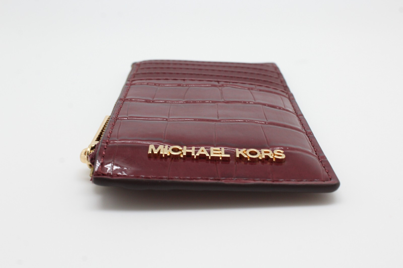 Michael Kors Jet Set Travel Medium Card Case/ ID Card Wallet In Oxblood
