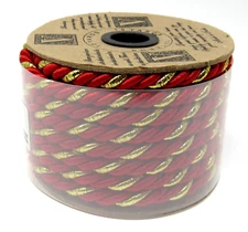 Vatican Homes Red & Gold Twisted Rope Christmas Ribbon 6mm x 10 yards New