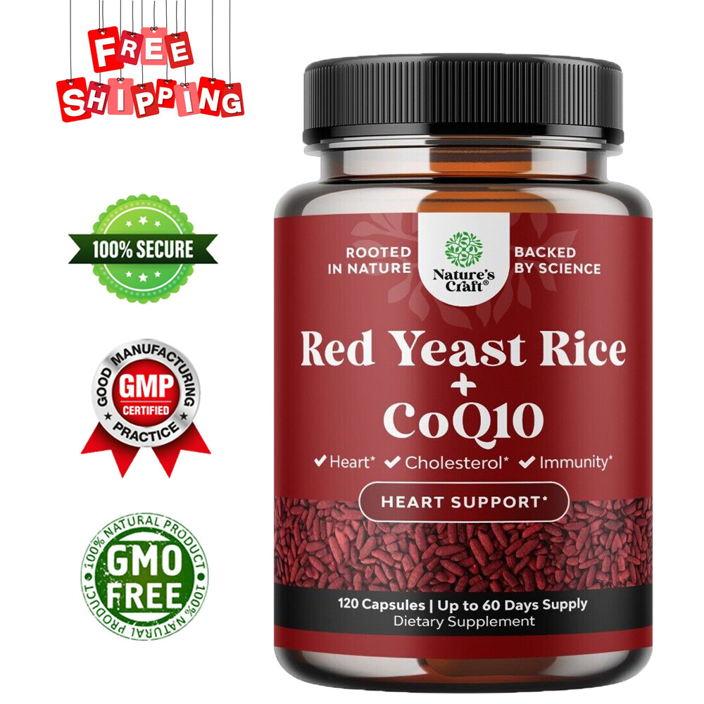 Arroz de Levadura Roja con CoQ10 60 Cápsulas - Extra, Salud del Corazón Sin Citrinina