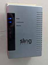 Sling Media SlingLink PART SL100-100 PowerLine Ethernet Bridge powers ON