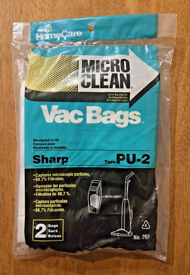 Micro Clean HomeCare Vacuum Bags 2-Pack for Sharp Type PU-2 Brand New Sealed