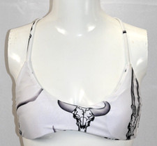 White Bikini Top Animal Skull Size S 26" Band 82 Polyamide 18 Elastane