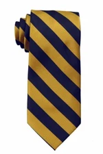 Men's Gold and Navy Collegiate Striped Classic Necktie Schools Business Clubs