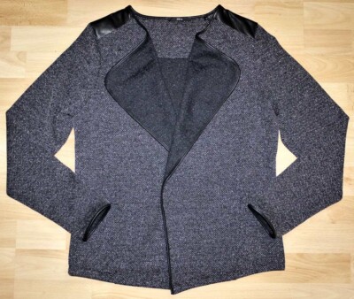 ZERO Jacke Gr.44 schwarz weiß meliert Kunstleder Blazer Set ++Neu++
