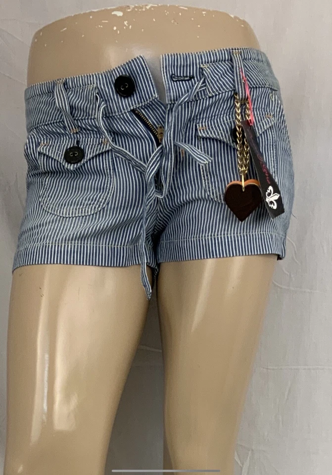 Pantalones Cortos Jean Dittos Talla 27 Azul Rayas 100% Algodón Hechos en EE. UU. NUEVOS CON ETIQUETAS $165 YGI N1-295CG Foto 3 de 4