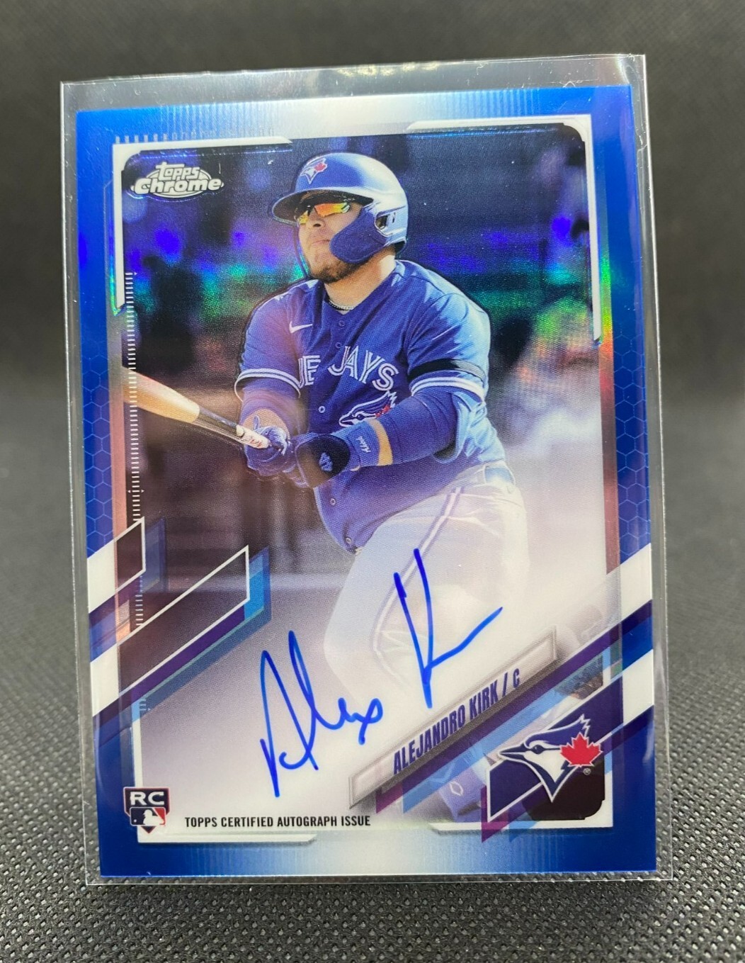 Alejandro Kirk 2021 Topps Chrome BLUE REFRACTOR AUTO RA-AKI 021/150 Rookie