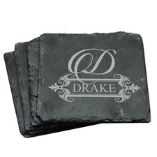 Personalized Slate Square Coaster Set of 4 - Custom Gift Coasters For Home