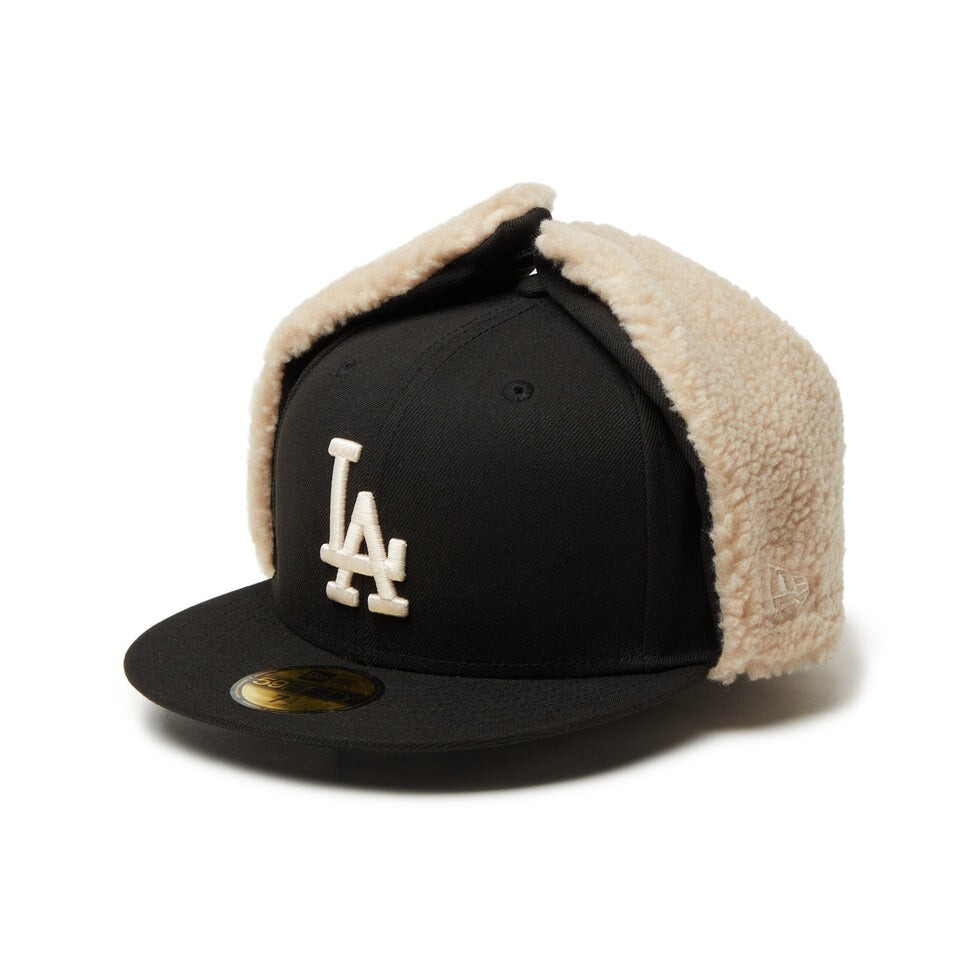 NEW ERA 59FIFTY Los Angeles Dodgers Black MLB Boa Fleece Dog Ear Cap 14307711