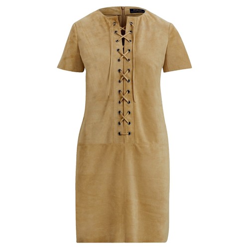 vegan suede knee length dress Women's The A&F Mara Vegan Suede Mini Dress in Brown | Size XL PETITE