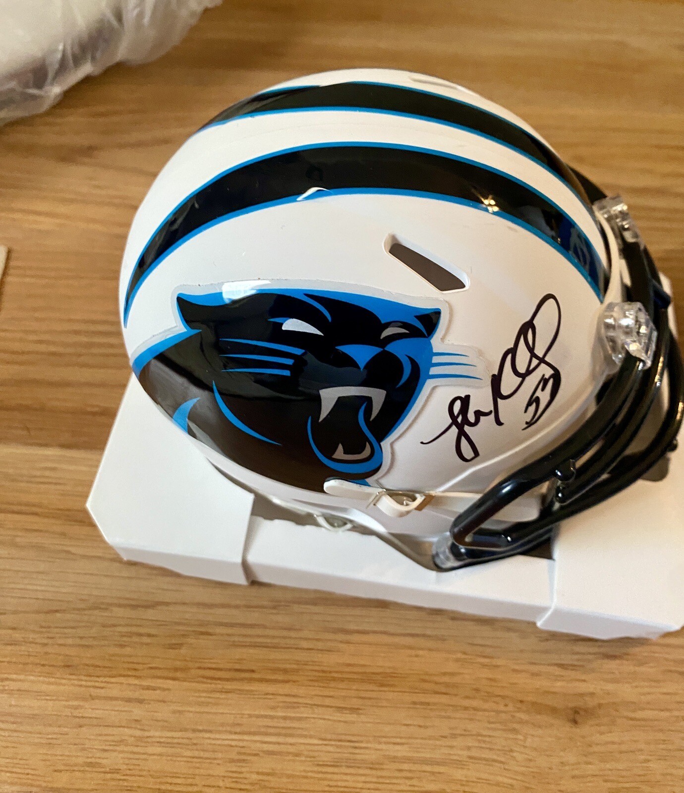 Luke Kuechly Autographed Signed Carolina Panthers White Mini Helmet JSA 