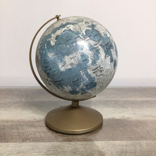 Vintage Metal "The Moon" Replogle Globe Coin Bank ~ Lunar Impact Areas