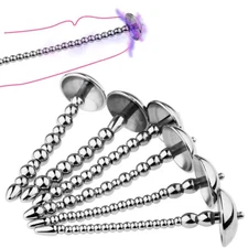 Male's Electric E-stim Stretcher Urethral Sounding Rod Penis Plug Dilator-Metal