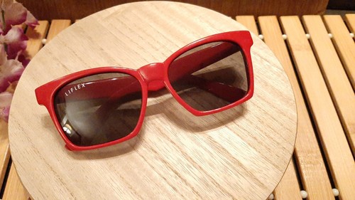 LIFLEX RED FRAME Wayfar Style Sunglasses GRAY LENS NWOT - Picture 2 of 10