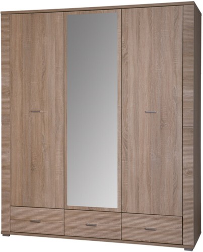 dreitüriger Kleiderschrank Schrank GRESS 3d3s mit Spiegel Wohnzimmer Breite 161 - Bild 1 von 3