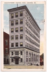 Lewiston ME Manufacturers National Bank Antique Postcard Rare