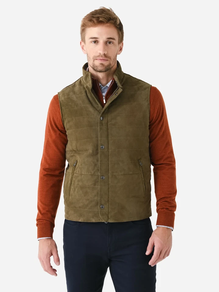 Peter Millar Crown Crafted S Vantage Suede Leather Vest Loden NWT $1495 - Image 2 of 4
