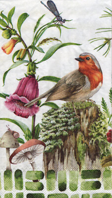 TWO Individual Paper GUEST HOSTESS Decoupage Napkins MOSS & OAK