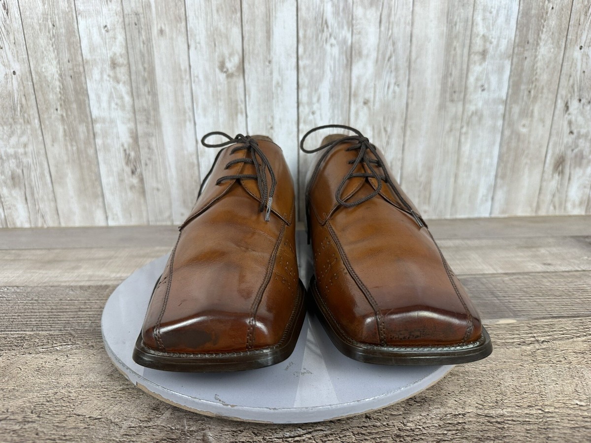 Stacy Adams Men\'s Leather Square Cap Toe Caramel Colored Dress Shoes Size 10 1/2 Vintage 80 main image 4