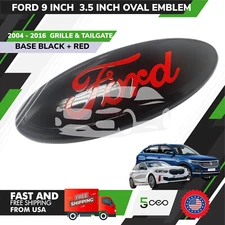 FORD BLACK  3D OVAL EMBLEM 9 INCH RED LOGO BADGE FOR Grille/Tailgate 2004-2016