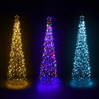 Christmas Xmas Led Star Cone Tree Lights Decoration Indoor & Outdoor 5ft 6ft 7ft