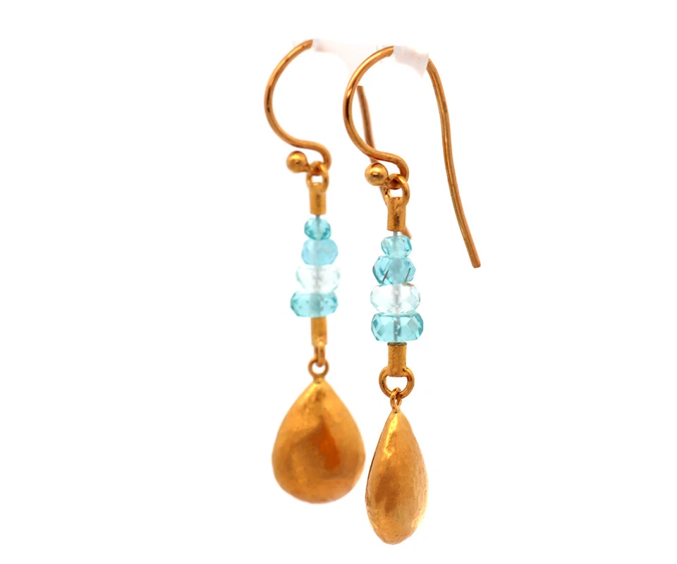 Pendientes colgantes de zafiro azul Gurhan en 22K Foto 2 de 3