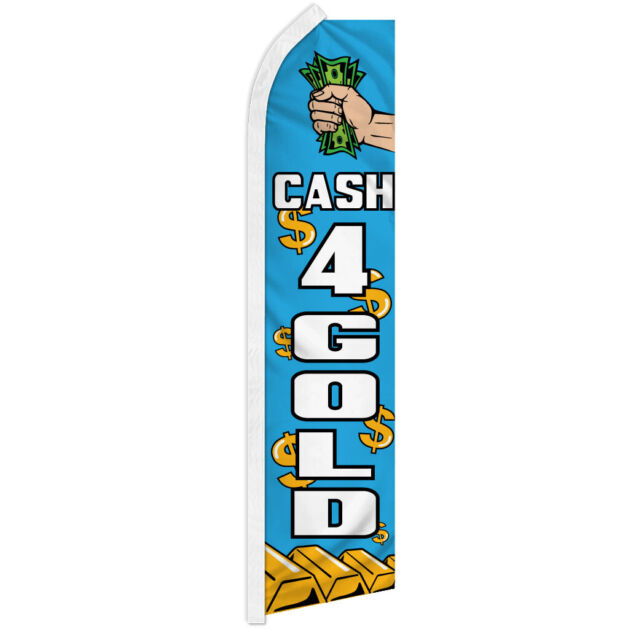 Cash 4 Gold Swooper Flutter Advertising Feather Flag Dinero por Oro We Buy Gold