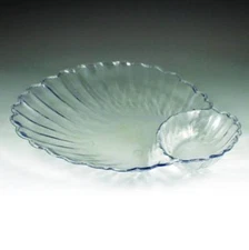Clear Plastic Shell Chip and Dip Tray 11" x 11.25" Tableware Party Supplies