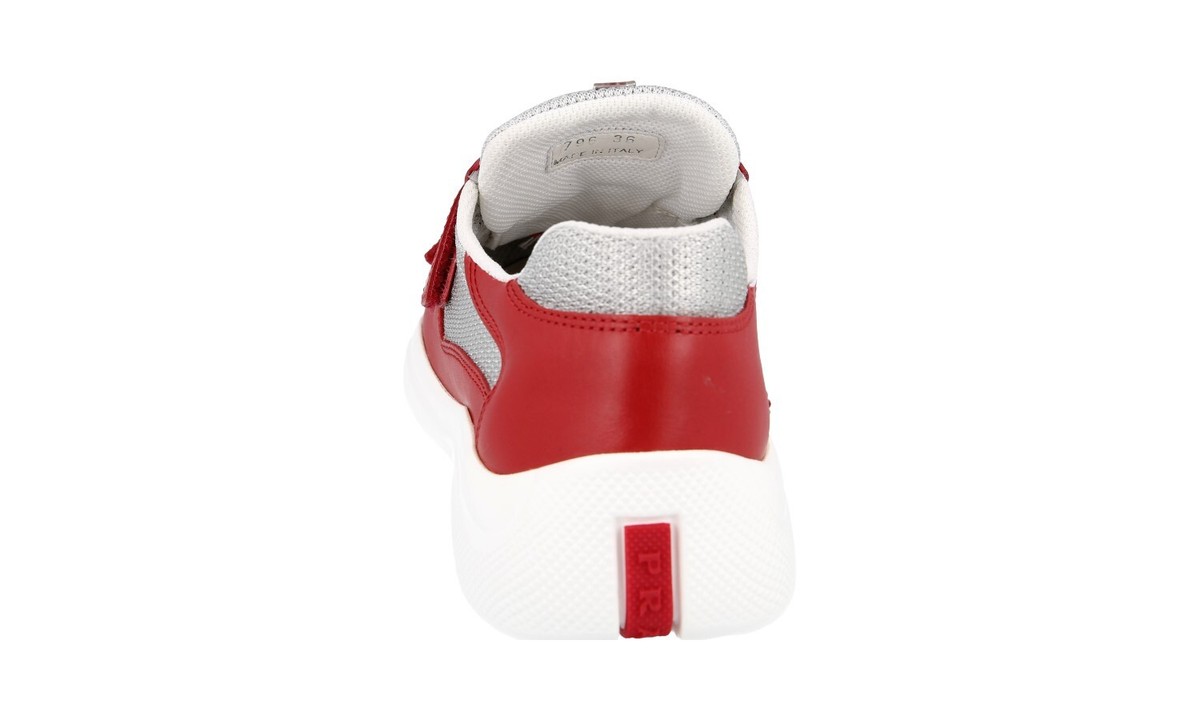 PRADA AMERICAS CUP SNEAKERS SHOES HOOK LOOP RED LEATHER NEW