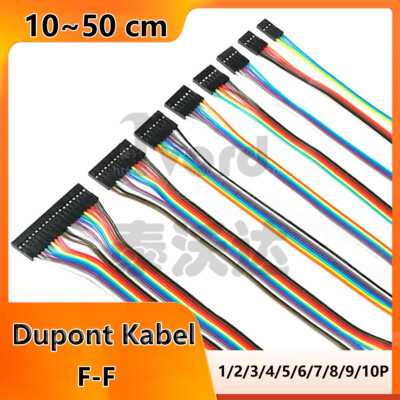 Dupont Kabel 1 Pin 2 Pin~10 Pin F-F 2,54 mm Flachbandstecker Jumper Draht  Pi