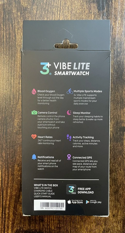 3+ Vibe Lite Smartwatch Fitness Trackers Blood Oxygen Heart Rate Pink~NEW In Box - Image 3 of 3