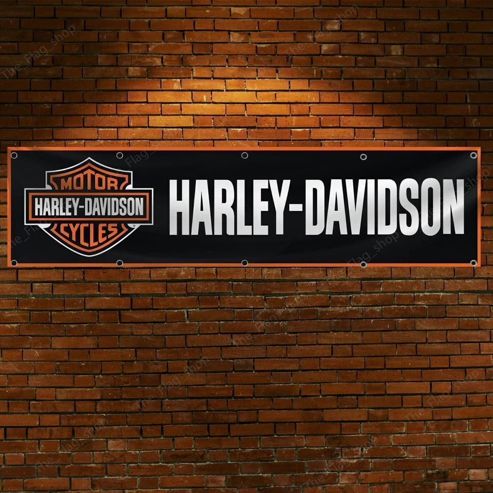 Harley Davidson Motorcycle 2x8 ft Garden Flag Mount Man Cave Banner Garage Sign - image 2 of 3