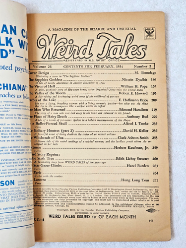 Weird Tales Pulp Magazine Feb 1934 VG Brundage Sapphire Goddess Robert E. Howard - Picture 12 of 24